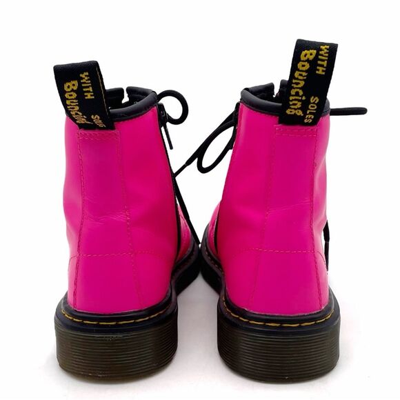 Dr. Martens Junior 1460J 8-Eye Combat Boot Hot Neon Pink Leather Girls Size 1 - Picture 6 of 16